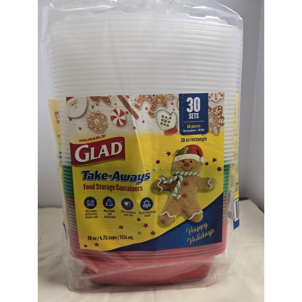 Glad‎ Take-Aways Storage Containers with Lids, Limited Edition 30ct